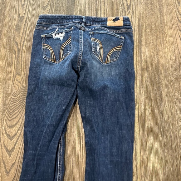 Hollister Super Skinny Jeans Distressed Whisker Denim Medium Wash Blue Size 27 - Picture 10 of 11